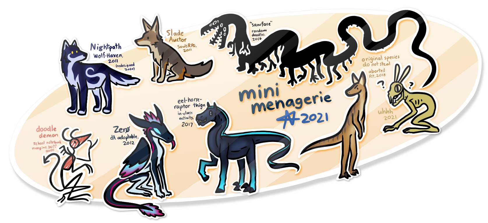 a menagerie of some of the critters featured here